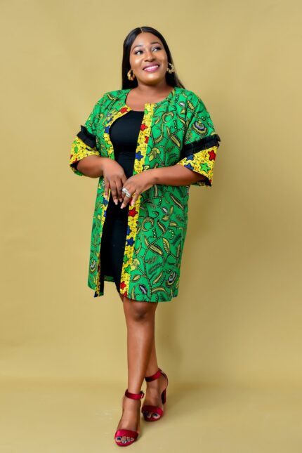 African Print Midi Kimono Jacket - Geraldine