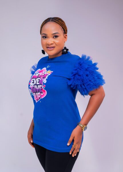 Blue Ruffle Sleeves Tee