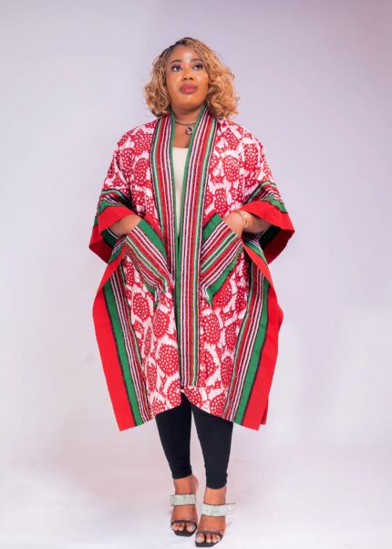 Hand Dyed Beaded Adire mixed with Asooke Kimono