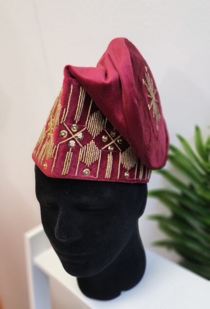 Hand Beaded Velvet Cap